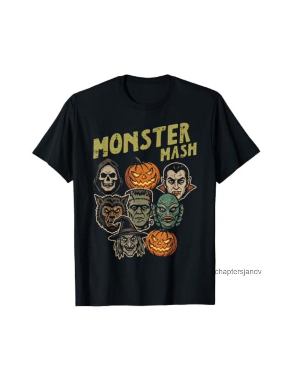 Halloween Monster Faces Mash Vintage Costume Graphic Tee